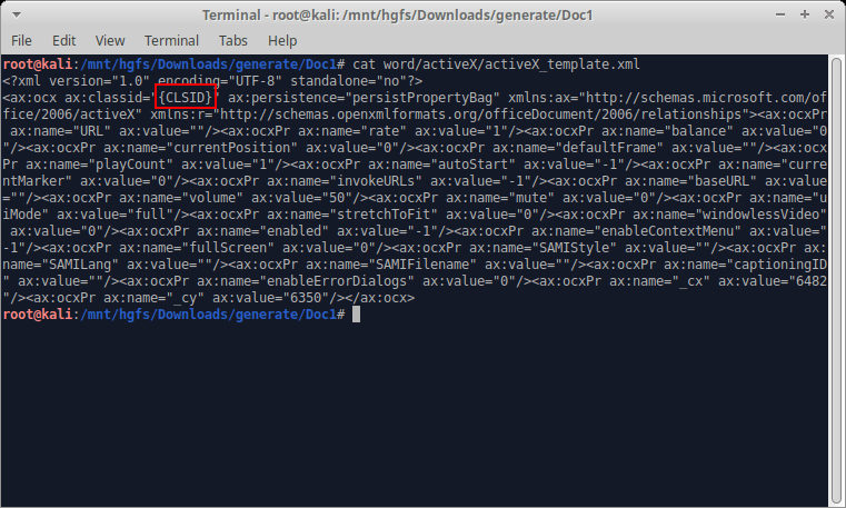 White Oak Security started with a DOCM file in which I embedded a WMP control, unzipped it, and created a template file called activeX_template.xml