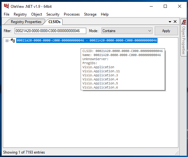 White Oak Security's OleView screenshot shows 00021A20-0000-0000-C000-000000000046 CLSID