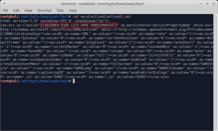 White Oak Security shows the activeX1.xml file after having been modified with the CLSID for System Monitor Control.