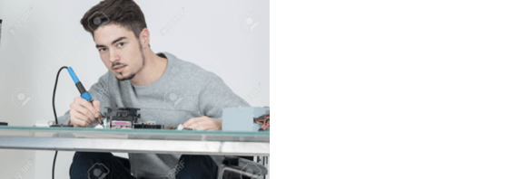 How not to solder, your fingers will melt... Photo from the internet. Not a White Oak Security expert. Photo shows man holding solder wrong.