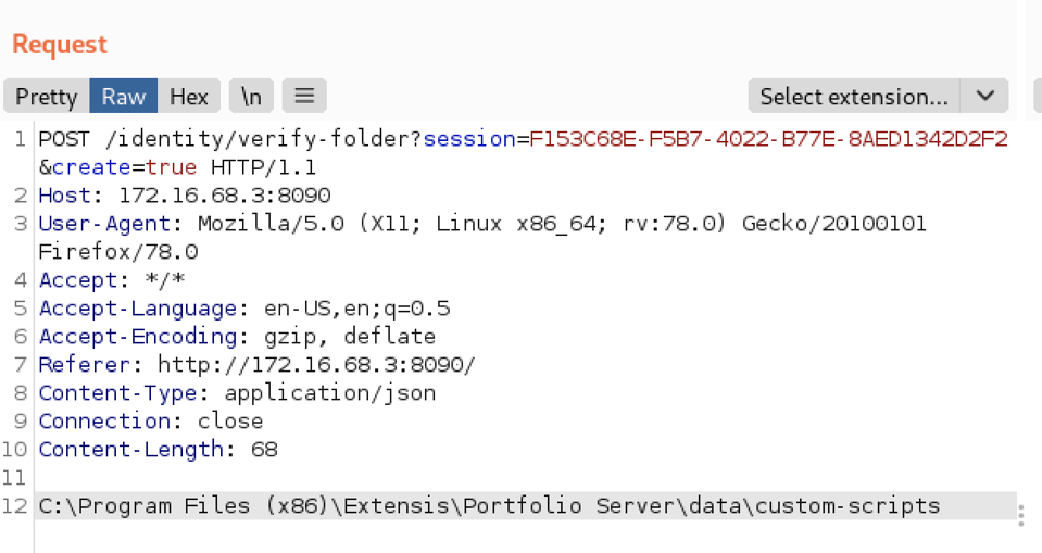 The good news for a malicious actor is that the Portfolio application exposes an API (/identity/verify-folder) which will create any arbitrary local directory specified on the server. The “create” URL parameter is what allows this directory creation.