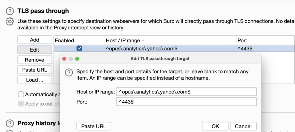 screenshot by white oak security, a cyber advisors company, shows When the “Paste URL” button is clicked, a hidden “file” parameter specifying the regular expression of the filepath is saved into the settings.
