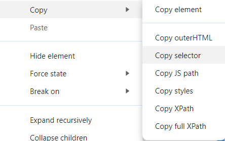 The first Set Variable action operates on the Response Body containing the CSRF token HTML and uses the Source Value Path feature to specify its location. The appropriate value can be retrieved by selecting the HTML tag within the browser’s Developer Tools, and using the context menu to “Copy selector”. Screenshots by white oak security penetration testing cyber advisors company 