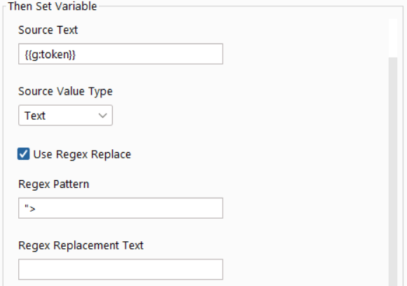 White oak security, a cyber advisors company, screenshot shows the second Set Variable operation is just used to remove the end of the HTML tag from the token variable