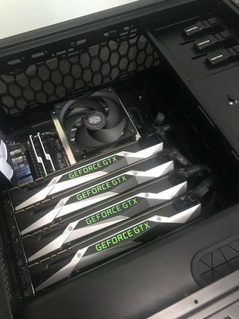 This image by White Oak Security is a close up of how we built ourpassword cracking rig with geforce gtx.