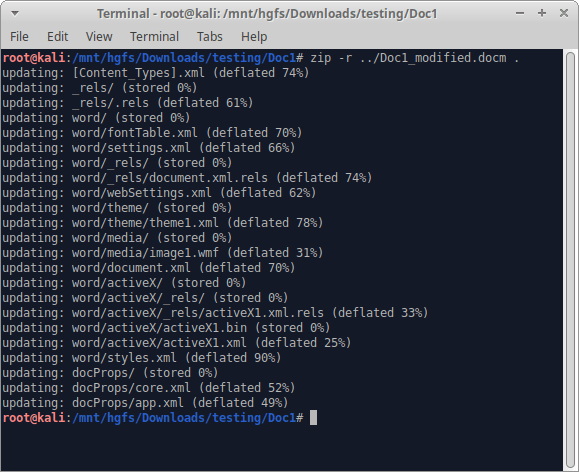 Now white oak security will zip it back up and try opening it in linux