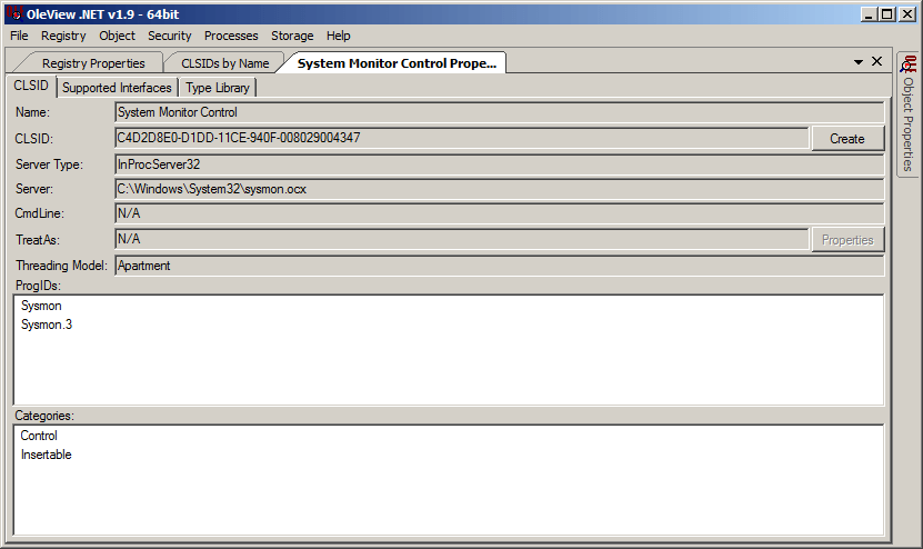 Here we can see both the CLSID and ProgIDs associated with the COM class. Depending on how you go about instantiating an object, you could use either the CLSID or any of the ProgIDs.