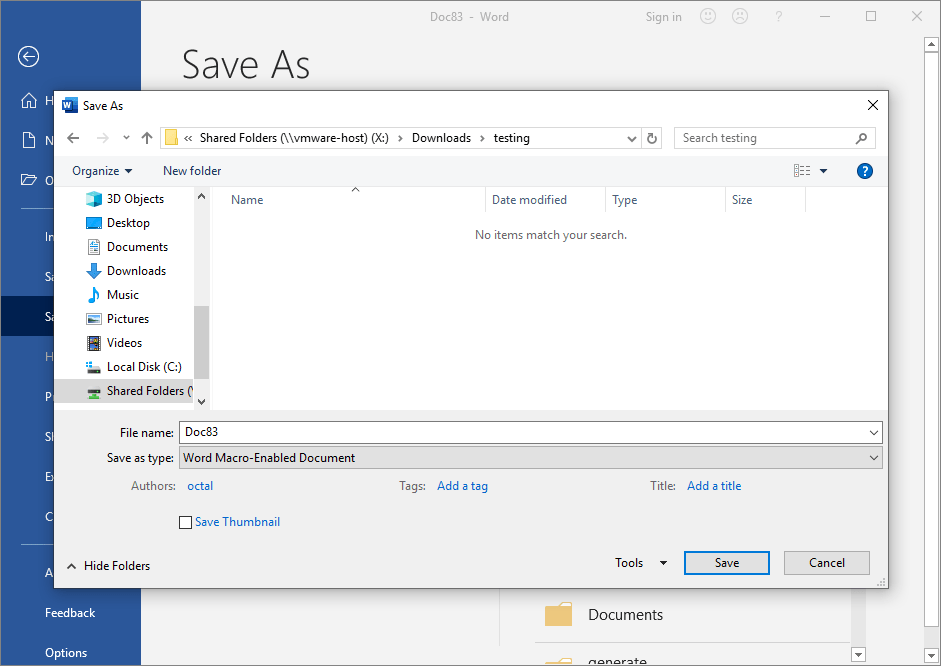 White Oak Security saves the word doc to see what the ActiveMovieControl will do