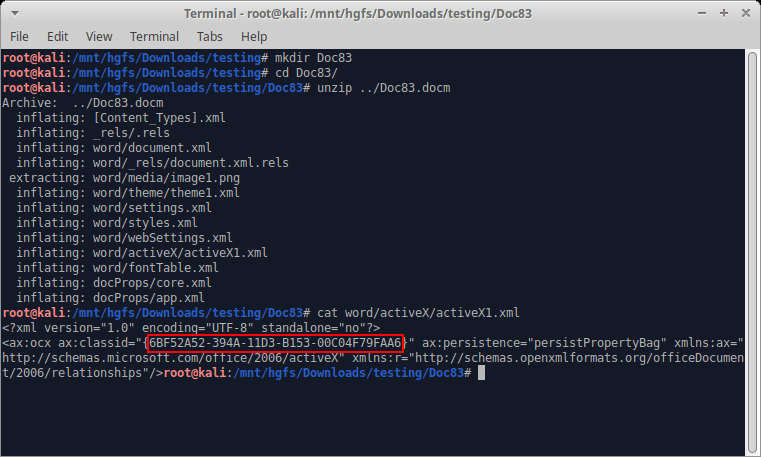 code screenshot by White Oak Security shows that GUID corresponds to WMPlayer.OCX.7, the COM class for Windows Media Player. It appears that once the Word document has been opened that our ActiveMovie control was converted to a Windows Media Player control