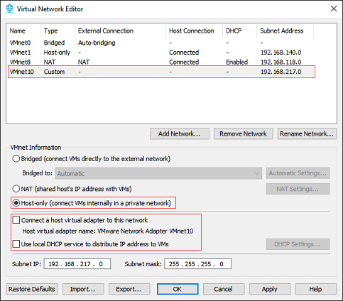 This screenshot by White Oak Security shows adding a new network using virtual network editor 