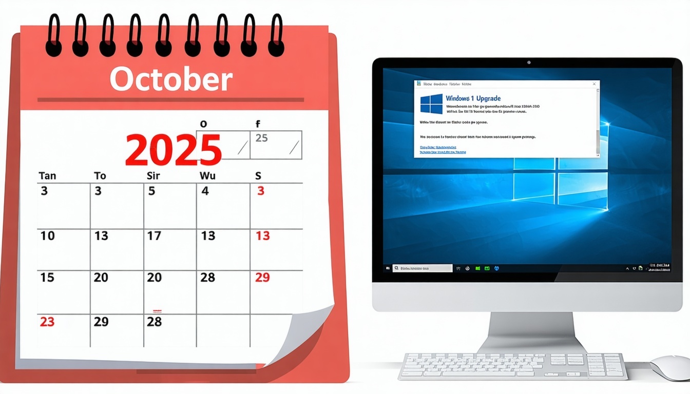 A calendar marked with October 2025 and a computer