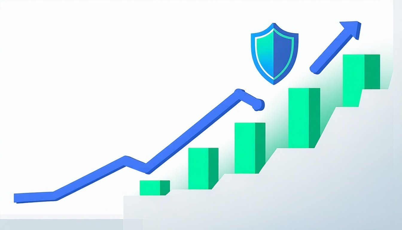 A growing business represented by a graph with a s