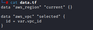 data.tf screenshot of terraform and autosneakphish code by White Oak Security