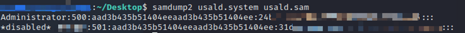 Screenshot of Extracting local Administrator password hashes from registry files by white oak security’s blog