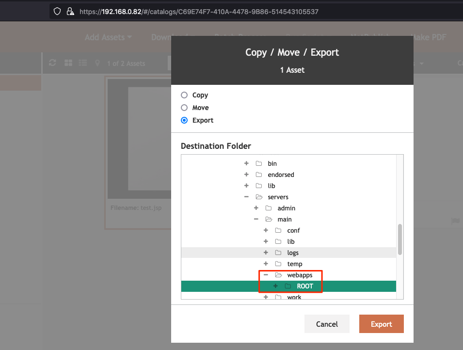 As White Oak Security exports, it goes into the webapps > root folder