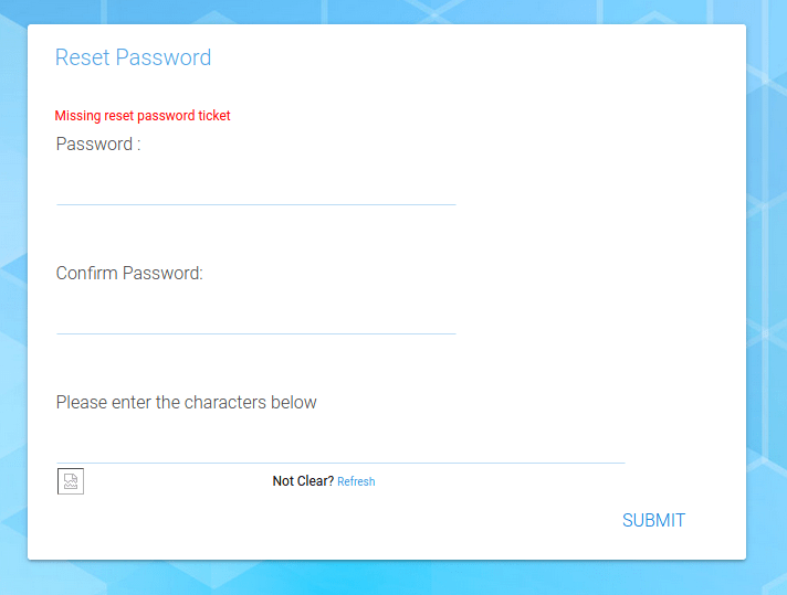 Next, the unauthenticated malicious actor forcefully navigates to the password reset application page. A form is created which prompts the user to attempt a password reset. screenshot by White Oak Security shows the form.