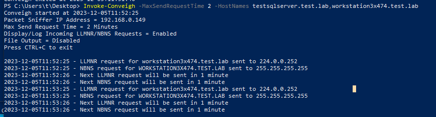 Conveigh can also be configured to randomly choose a set of hostnames to blend in with the naming convention of an environmenT by white oak security