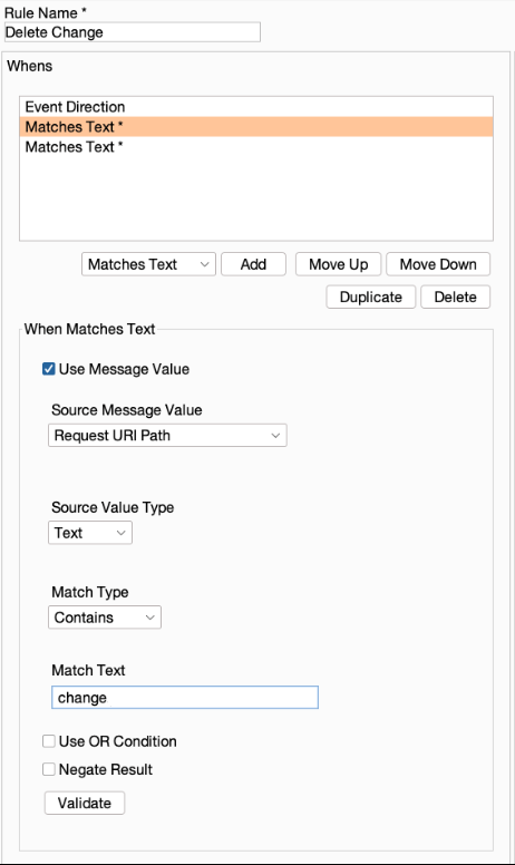 White Oak Security's web application pentesters show the screenshot of reshaper's "create a rule" box. This specific example is for delete change.