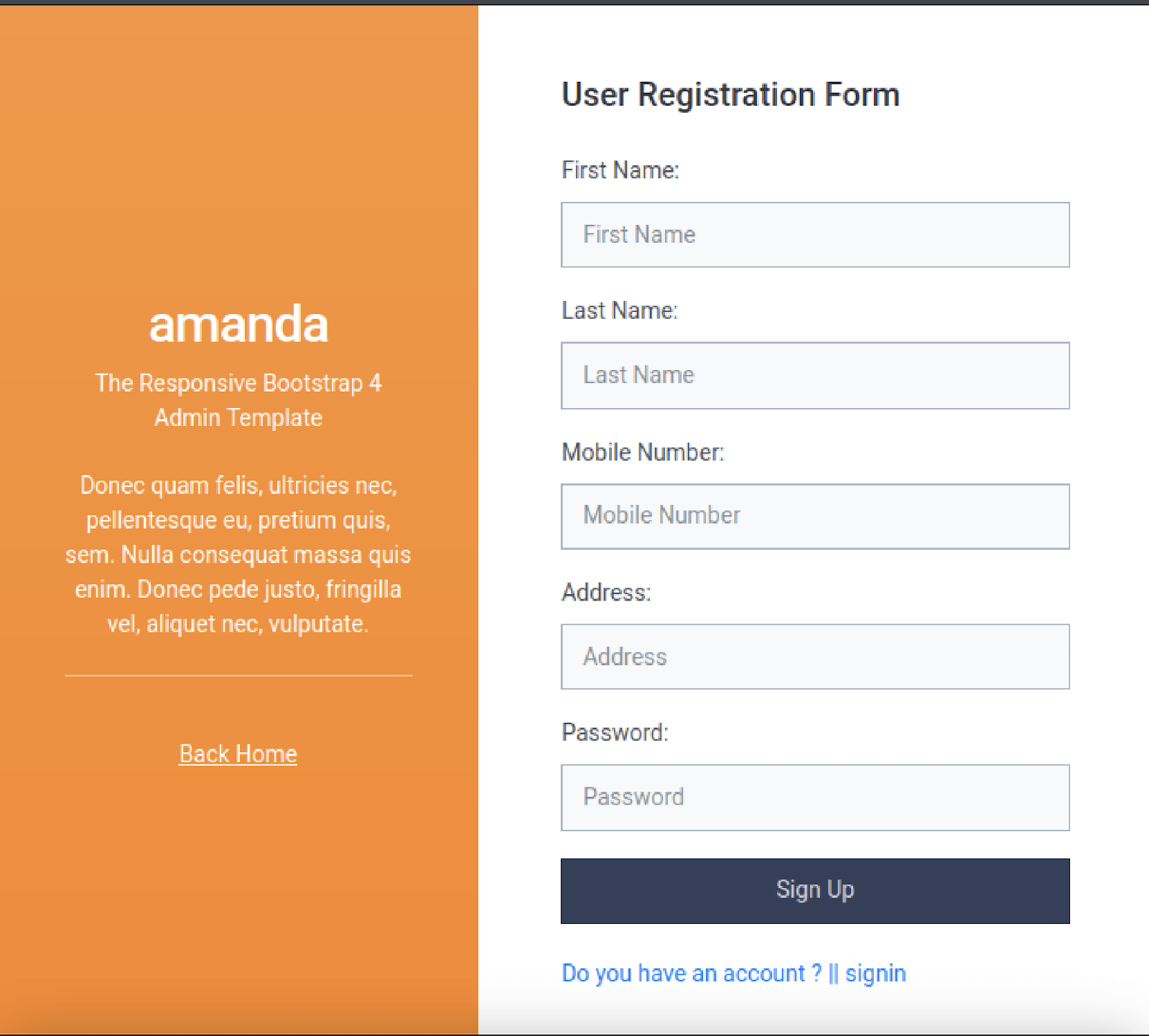 Website shows that User must fill out a form that requires phone number and email and password with their name - screenshot by white oak security. 