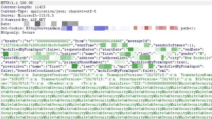 This white oak screenshot of code explains the Server response showing that the unauthenticated XXE payload was detonated