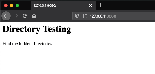 Web browser screenshot by White Oak Security shows a web directory testing page that says find the hidden directories.