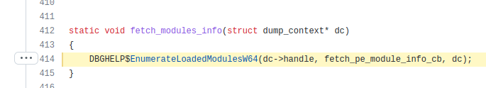 An example of this can be found in the BOFs project in its use of EnumerateLoadedModulesW64(), a Win32 API call that takes as a parameter a native function pointer (i.e. fetch_pe_module_info_cb) - screenshot of code by White Oak Security