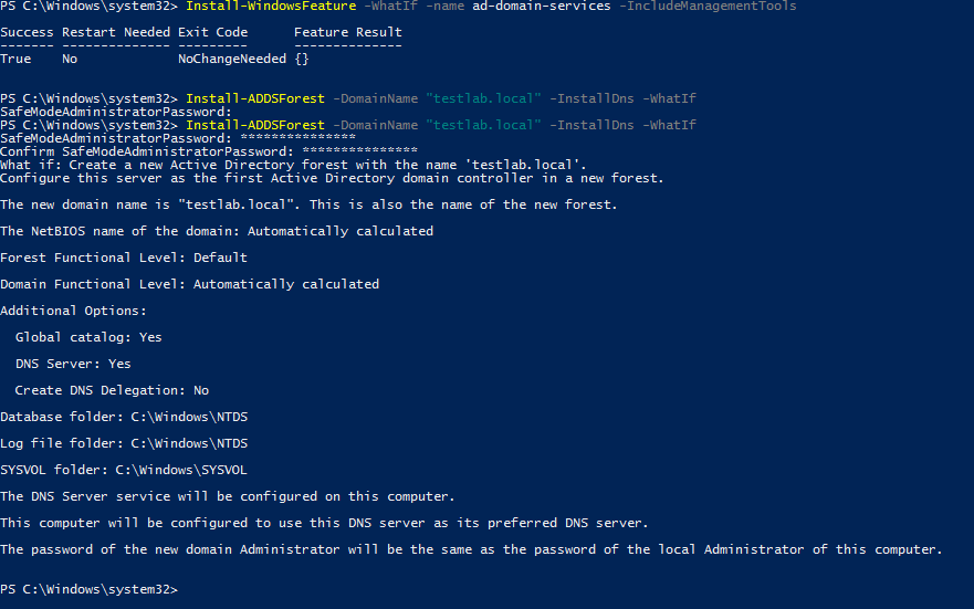 screenshot of code by White Oak Security shows the example of active directory install steps.