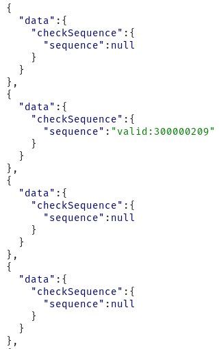 Code shows which sequence numbers were valid as well as their validation number by the White Oak Security penetration testing experts. 