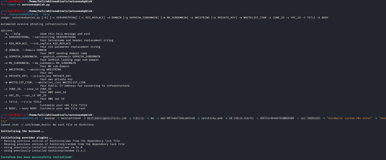 Autosneakphish tool created by White Oak Security infrastructure penetration testing experts utilizes python to use terraform, ansible, bash script (as well as gophish)