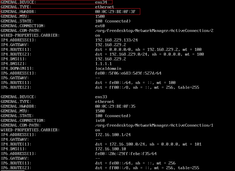 Identifying interface associated with external MAC address using nmcli command for building a pentest test lab by white oak security.