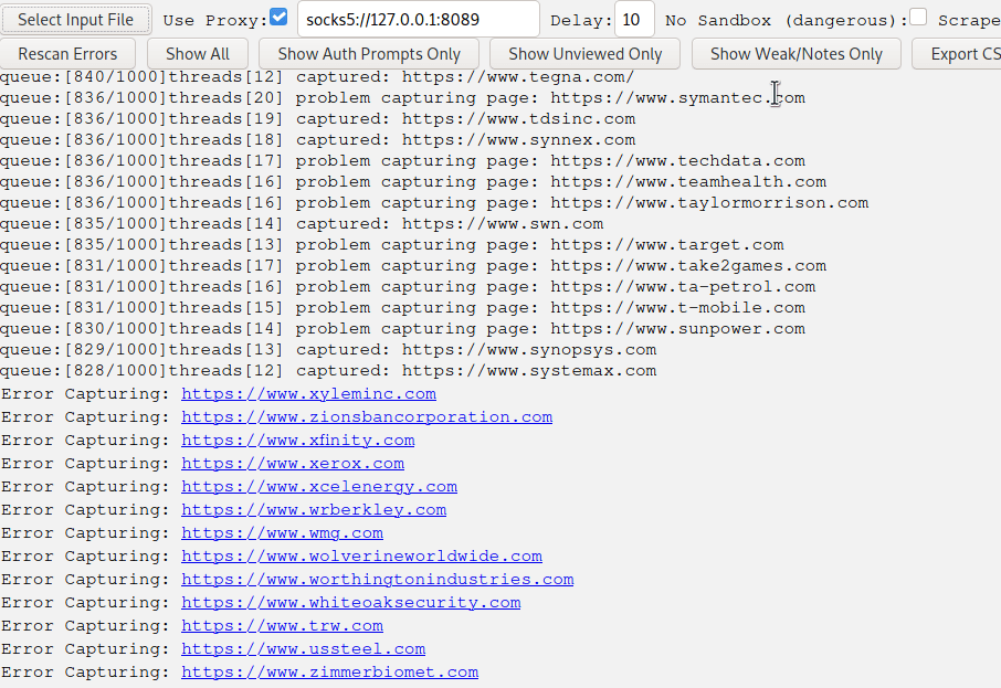 When running the performance test, Snapback had a large number of failures for White Oak Security’s pentester 