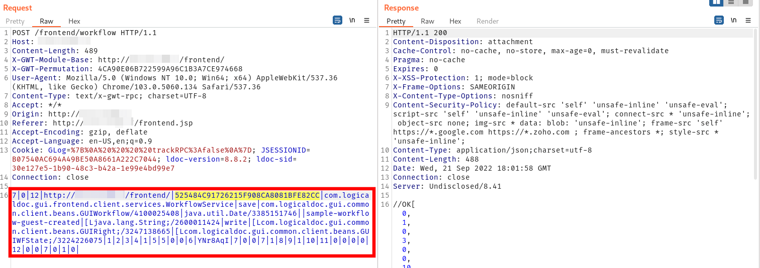 workflow then needs to be saved. The structure of this request can be filled in based on values from the prior response from this code screenshot