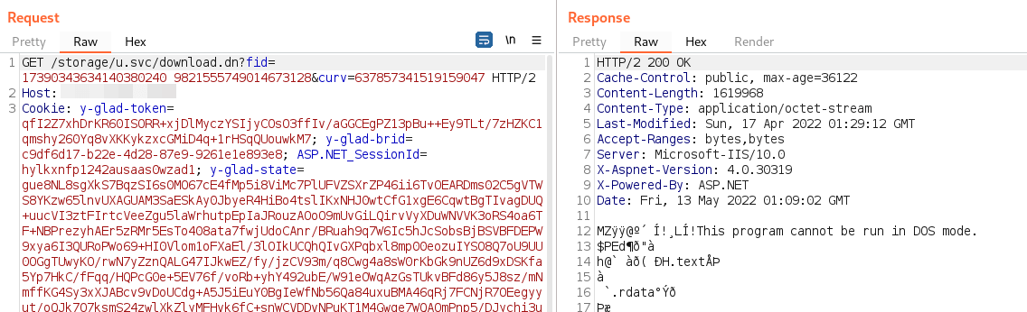 When White Oak Security is inspecting the network traffic, we can see that the download for the logo image does return the binary program