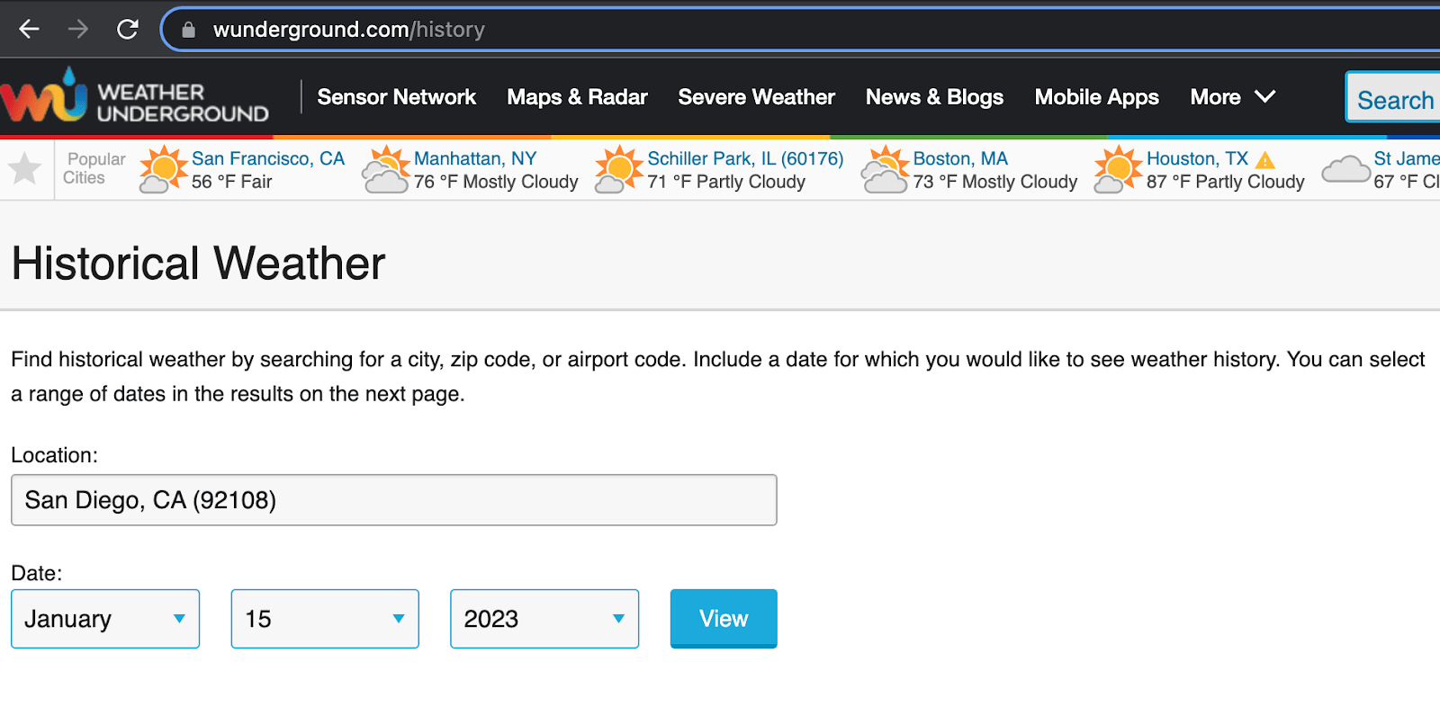 White oak security’s weather underground screenshot of historical temperature data for specific dates in zip code we found. 