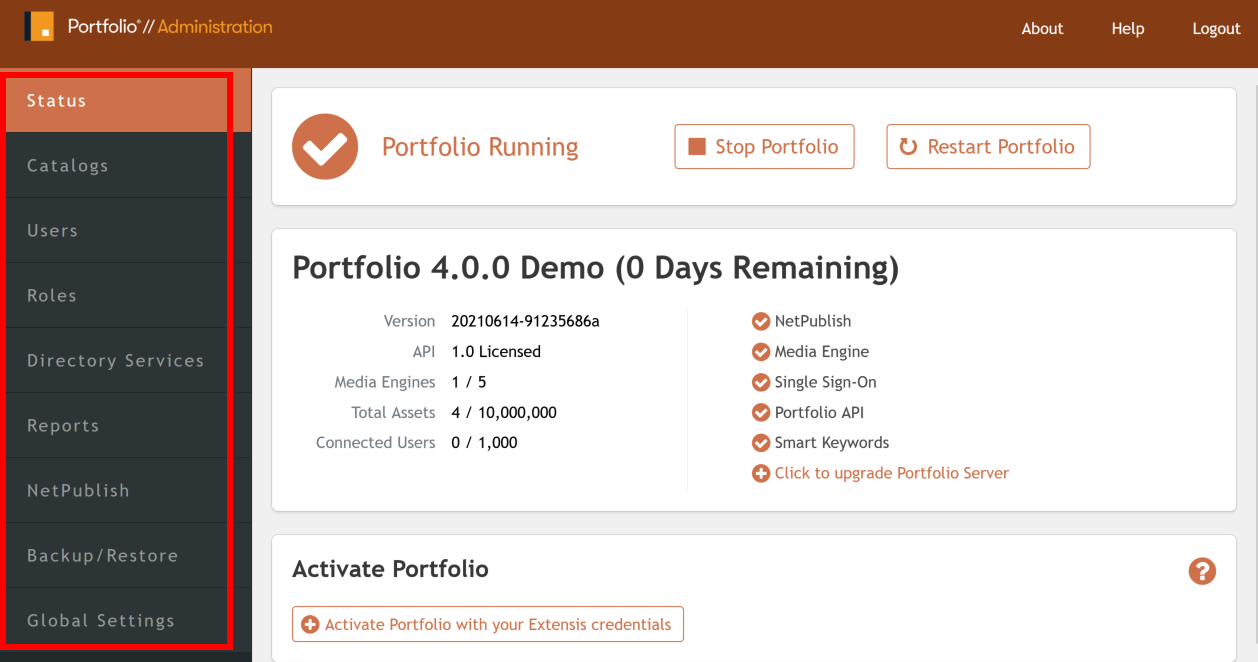 Shows the full page of the portfolio running and all the access, Authenticating into the administrator portal with these new credentials allows for full UI access into the other administrative settings granting full control over the application. This password change also applies to the main portal application, granting full administrative control over that application as well - screen grab by White Oak Security