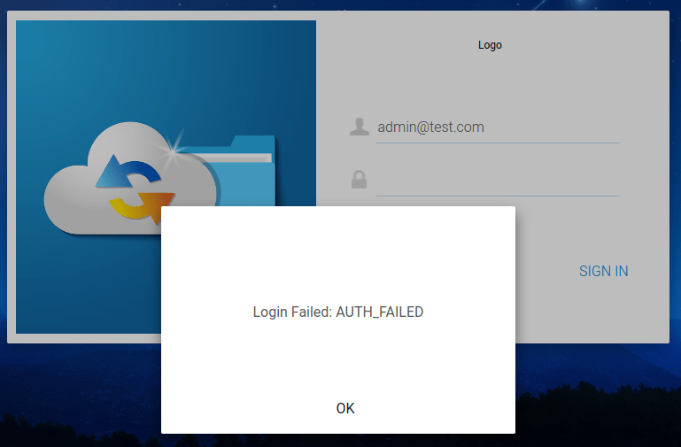 this screenshot by White Oak Security shows that attempt to login failed, was unauthorized 