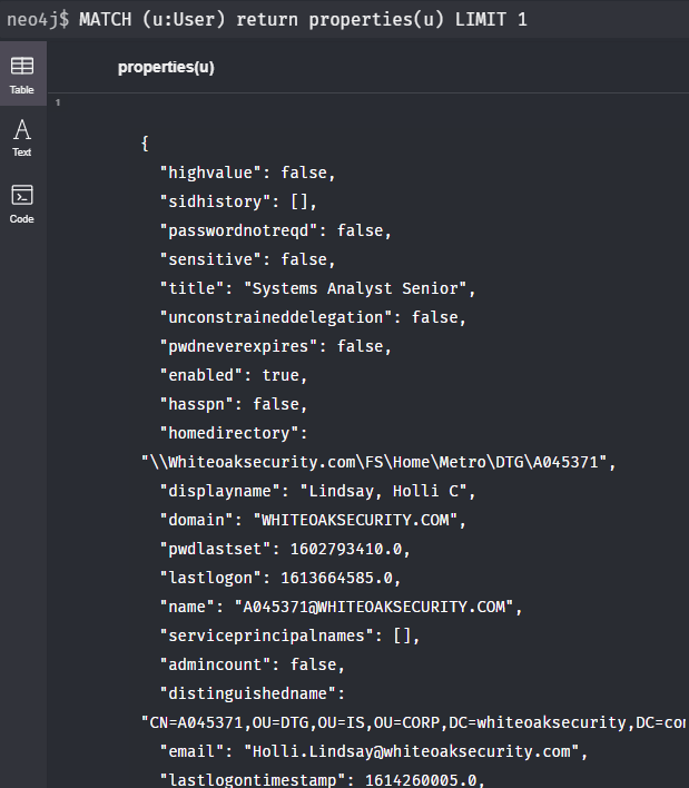 long list of properties(u) screenshot from the above code in White Oak Security's blog.