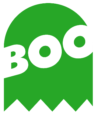 Image is a green ghost shape with BOO written in white, image due to the White Oak Security blog about Boo Language, image from: https://marketplace.visualstudio.com/items?itemName=karunamurti.boo
