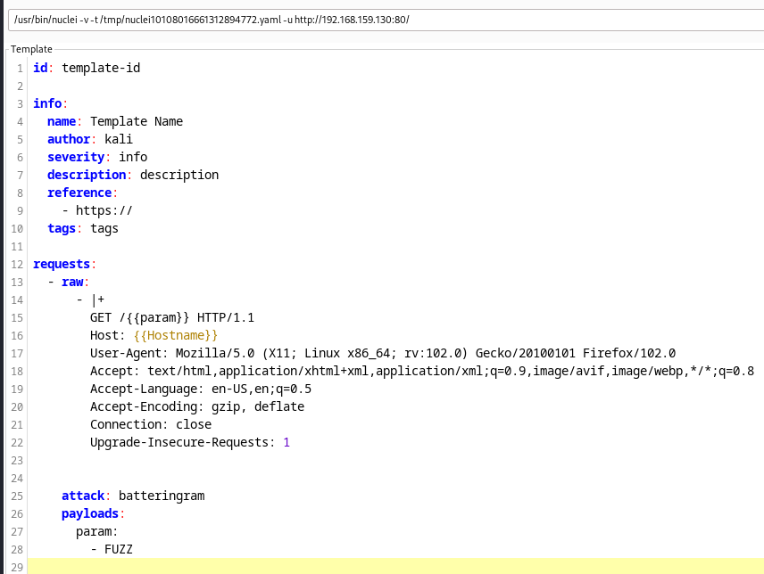 Result of the template generated by nuclei and burp suite by white oak security